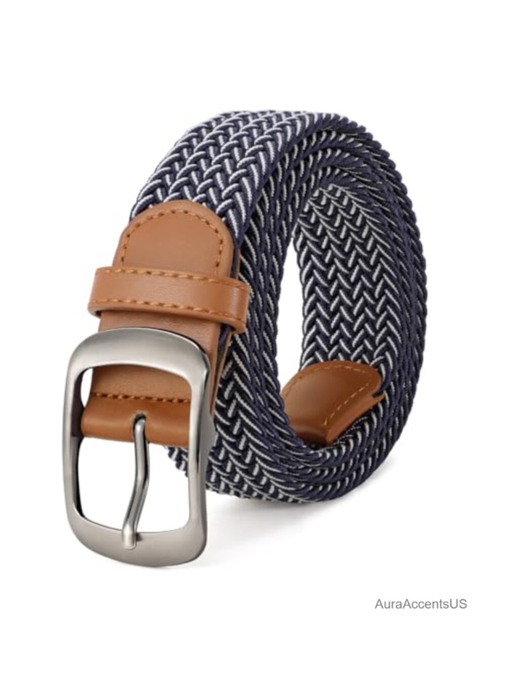 Elastic Braided Belt for Men No-Hole Design Woven Stretch Belt Golf Casual